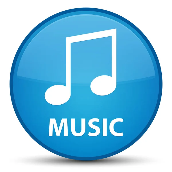 Música (ícone de melodia) botão redondo azul ciano especial — Fotografia de Stock