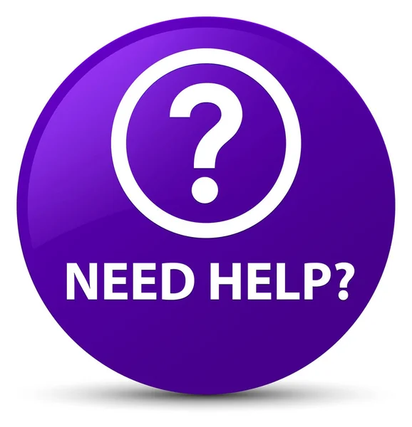 Besoin d'aide (icône de question) bouton rond violet — Photo