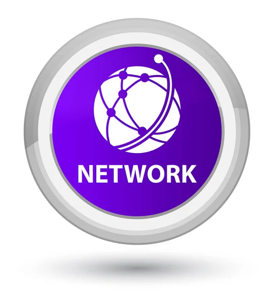 Network (global network icon) prime purple round button — Stock Photo, Image