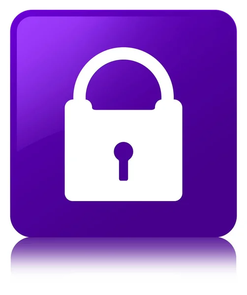Vorhängeschloss-Symbol lila quadratischer Knopf — Stockfoto