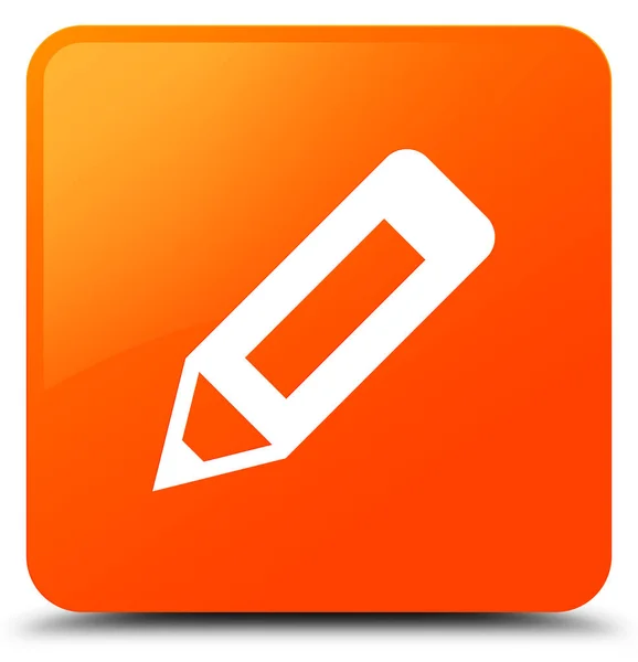 Čtvercové tlačítko ikonu oranžové tužky — Stock fotografie