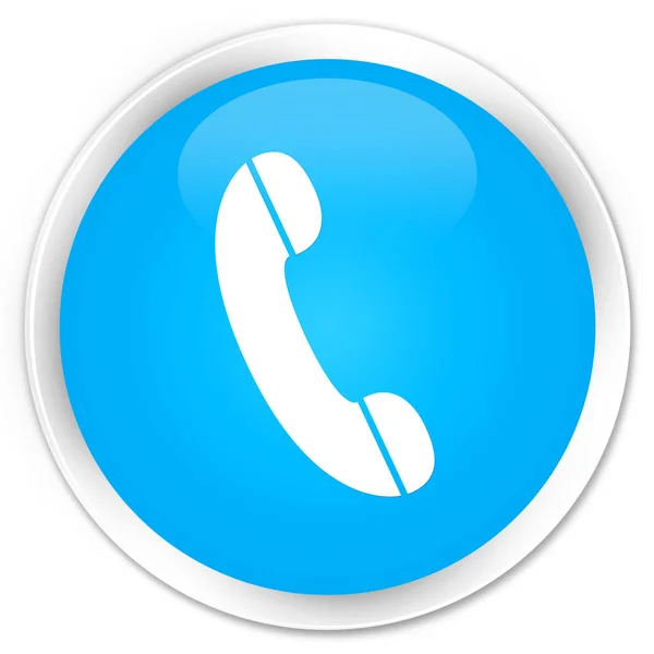 Icono del teléfono botón redondo azul cian premium — Foto de Stock