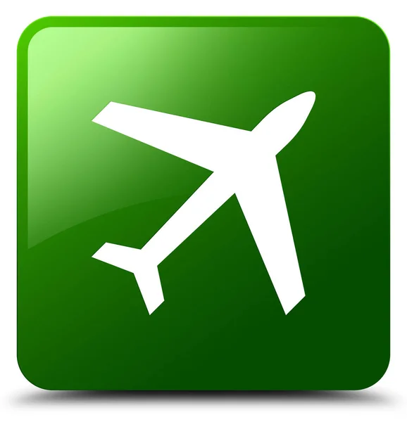 Icona aereo pulsante quadrato verde — Foto Stock