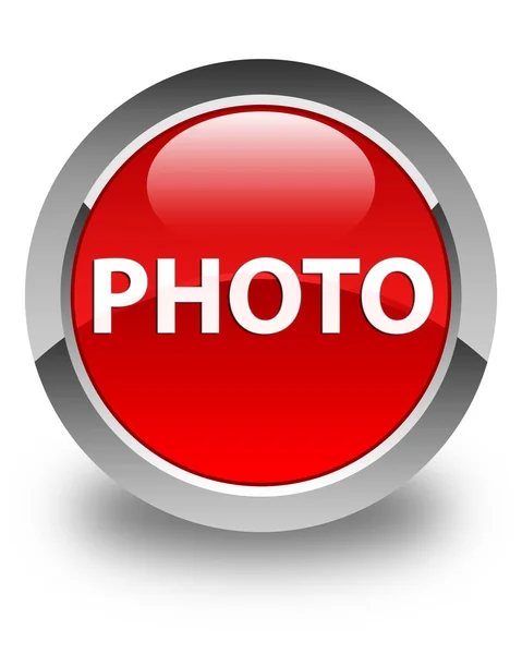 Foto lesklé červené kulaté tlačítko — Stock fotografie