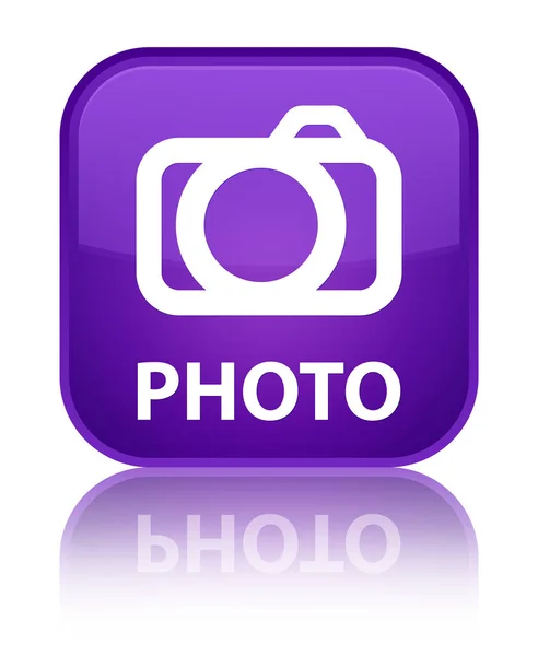 写真 (カメラのアイコン) 特別な紫色の正方形ボタン — ストック写真