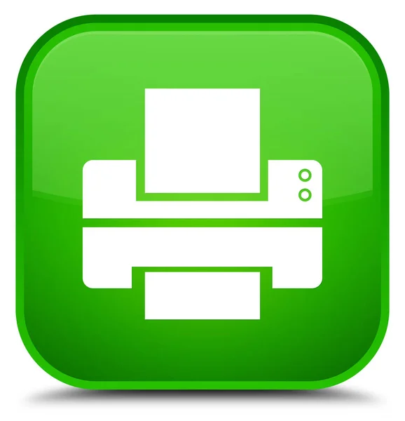 Піктограма принтера спеціальна зелена квадратна кнопка — стокове фото