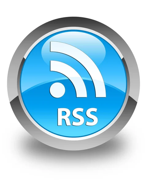 RSS glossy cyan blue round button — Stock Photo, Image