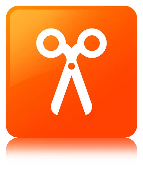 Scissors icon orange square button — Stock Photo, Image