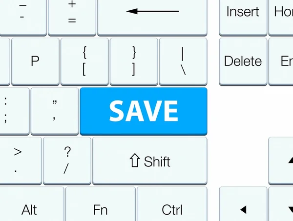 Spara knappen cyan blå tangentbord — Stockfoto