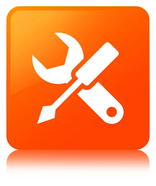 Vierkante knoop van het pictogram oranje van instellingen — Stockfoto