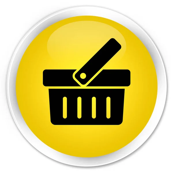 Shopping cart icon premium yellow round button — Stock Photo, Image