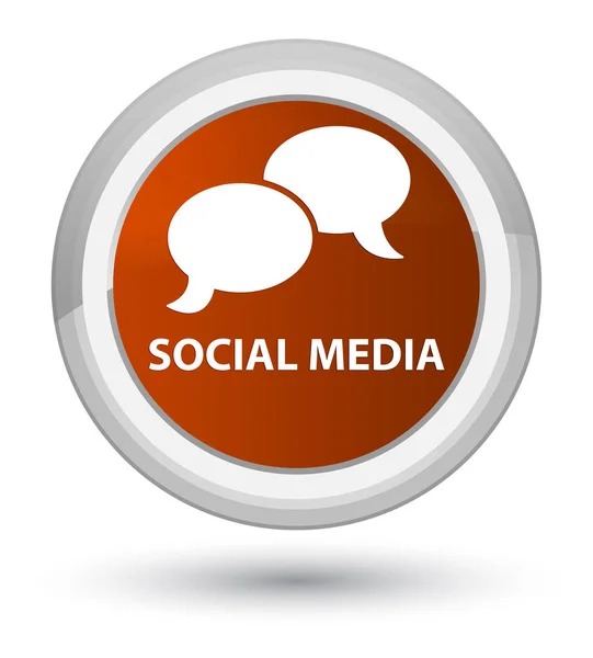 Sociale media (chat zeepbel pictogram) eerste bruine, ronde knop — Stockfoto