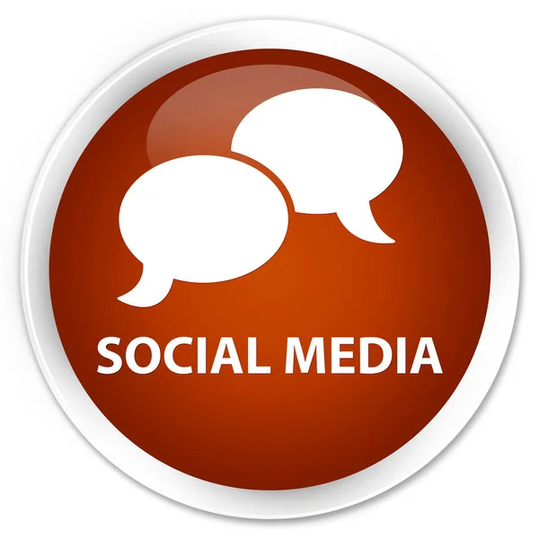 Sociale media (chat zeepbel pictogram) premie bruin ronde knop — Stockfoto