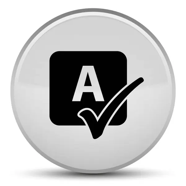 Icono de verificación ortográfica botón redondo blanco especial — Foto de Stock