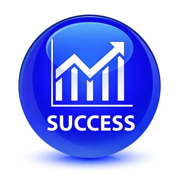 Sukces (statystyki ikona) szklisty niebieski okrągły przycisk — Zdjęcie stockowe