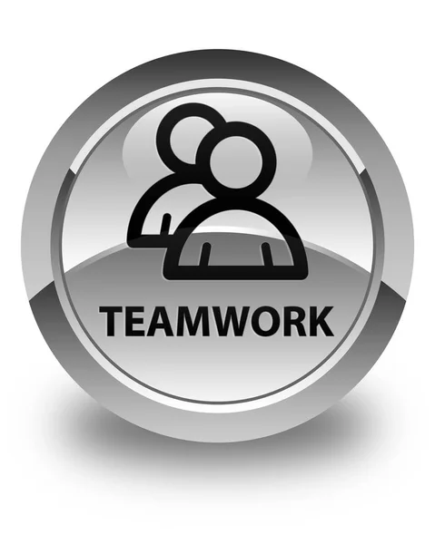 Teamwork (groepspictogram) glanzend witte ronde knop — Stockfoto