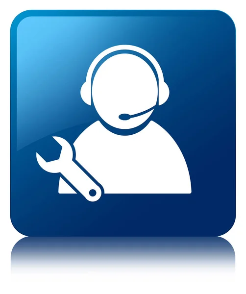 Tech support icon blue square button — Stock Photo, Image