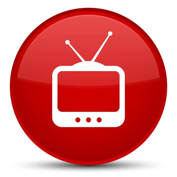 Піктограма телевізора спеціальна червона кругла кнопка — стокове фото