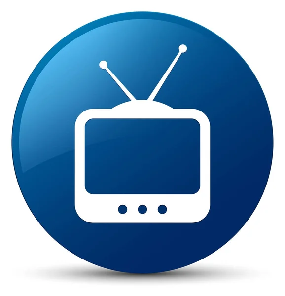 Telewizor ikonę niebieski okrągły przycisk — Zdjęcie stockowe