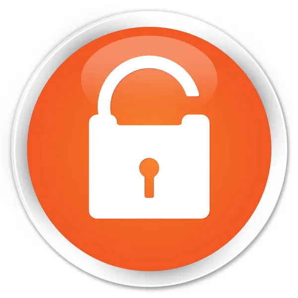 Sblocca icona premium arancio pulsante rotondo — Foto Stock
