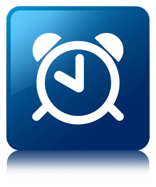 Čtvercové tlačítko ikonu modrý budík — Stock fotografie