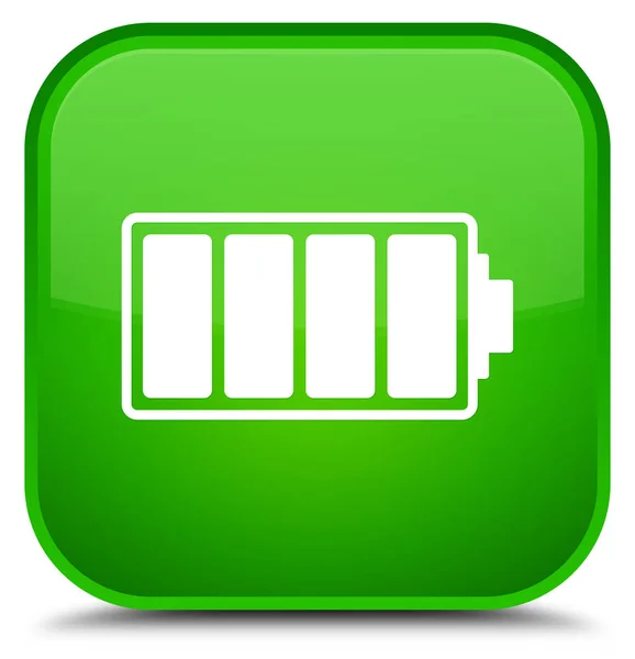 Піктограма батареї спеціальна зелена квадратна кнопка — стокове фото