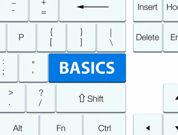 Noções básicas botão de teclado azul — Fotografia de Stock