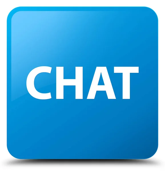 Chat cyan blauer quadratischer Knopf — Stockfoto