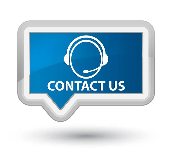 Skontaktuj się z nami (ikona opieka klienta) prime transparent niebieski przycisk — Zdjęcie stockowe