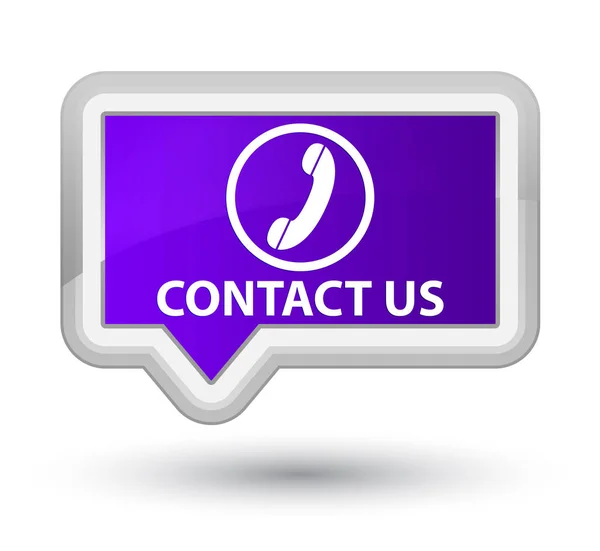 Kontakt z nami, przycisk prime fioletowy transparent (ikonę telefonu) — Zdjęcie stockowe