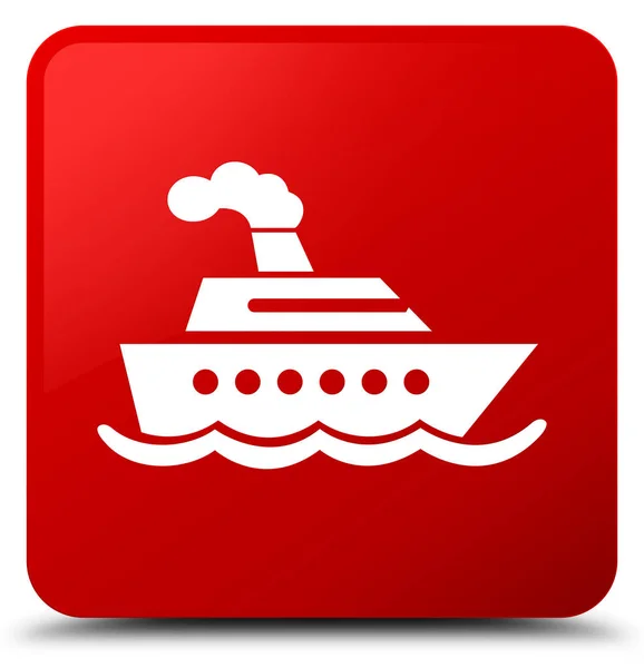 クルーズ船のアイコンの赤い四角ボタン — ストック写真