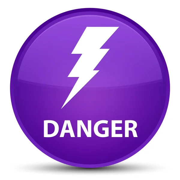 Peligro (icono de la electricidad) botón redondo púrpura especial —  Fotos de Stock