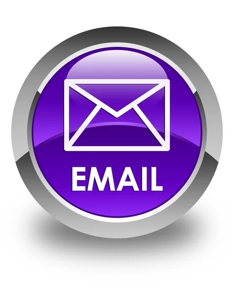 Błyszczący fioletowy okrągły przycisk e-mail — Zdjęcie stockowe