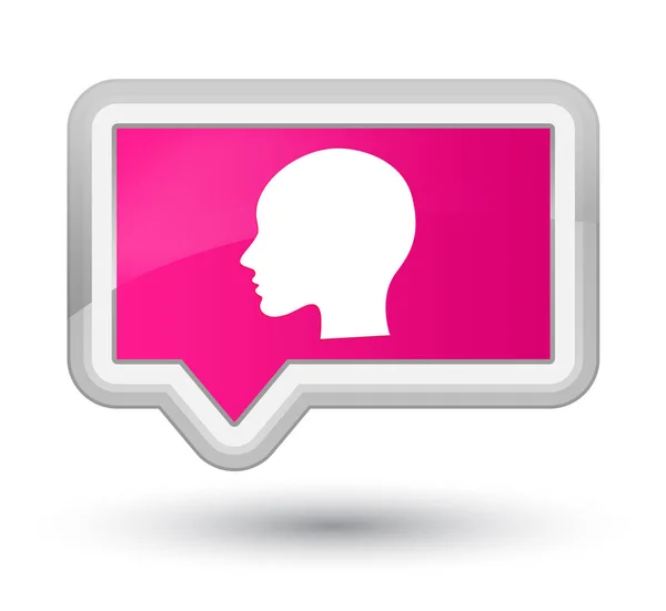 Hoofd vrouw gezicht pictogram prime roze banner knop — Stockfoto