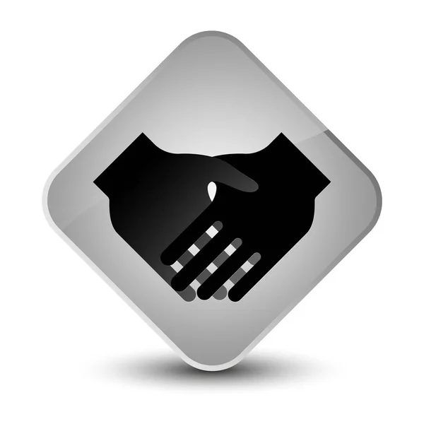 Handshake icon elegant white diamond button — Stock Photo, Image