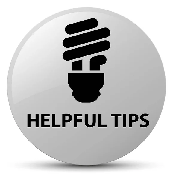 Consejos útiles (icono de la bombilla) botón redondo blanco —  Fotos de Stock