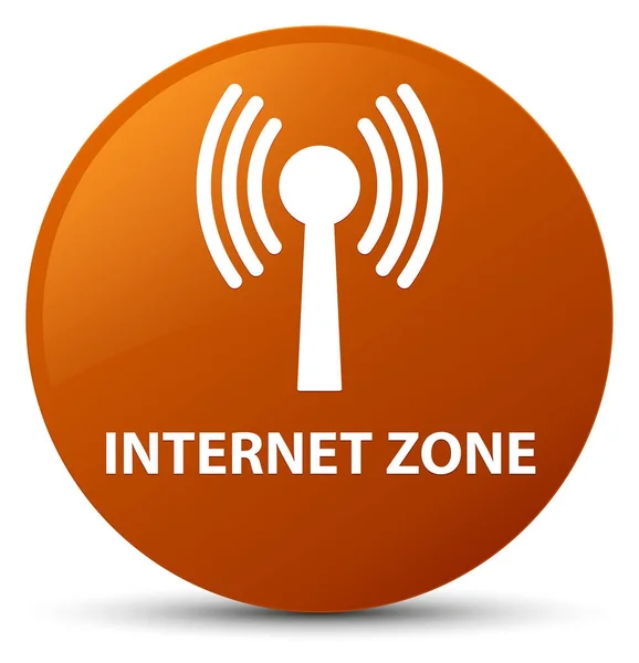 Zona de Internet (rede wlan) botão redondo marrom — Fotografia de Stock