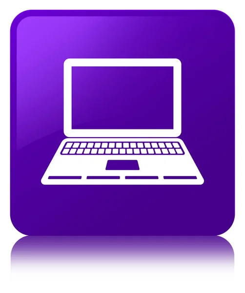 Laptop icon purple square button — Stock Photo, Image