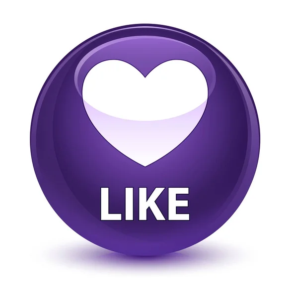 Como (ícone do coração) botão redondo roxo vítreo — Fotografia de Stock