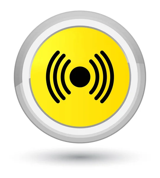 Ícone de sinal de rede botão redondo amarelo primo — Fotografia de Stock