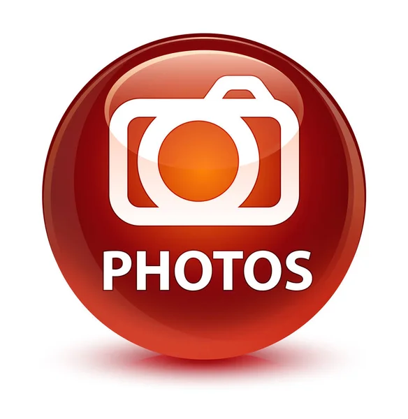 Fotos (Kamera-Symbol) glasig brauner runder Knopf — Stockfoto