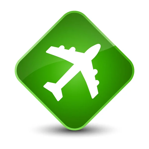 飛行機アイコン エレガントなグリーン ダイヤモンド ボタン — ストック写真