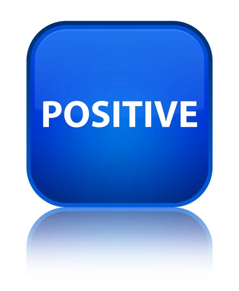 Pozitivní zvláštní modré čtvercové tlačítko — Stock fotografie