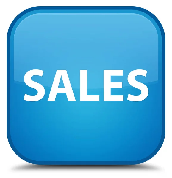 販売特別シアン青い正方形ボタン — ストック写真