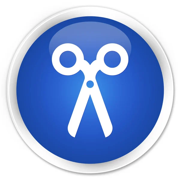 Scissors icon premium blue round button