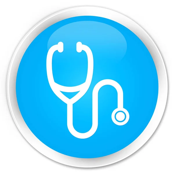 Stethoscope icon premium cyan blue round button — Stock Photo, Image