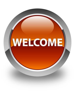 Hoş geldiniz parlak kahverengi yuvarlak düğme