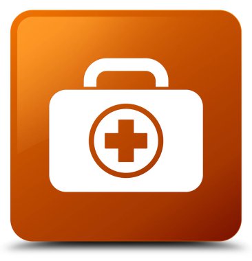 İlk yardım kiti kutsal kişilerin resmi kahverengi kare düğme