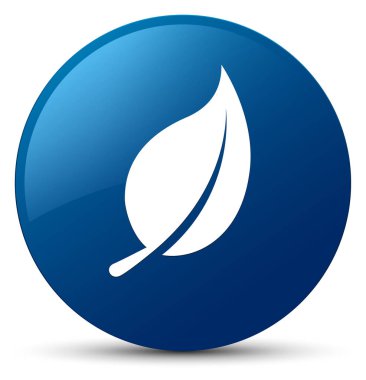 Yaprak simgesi mavi yuvarlak düğmesi