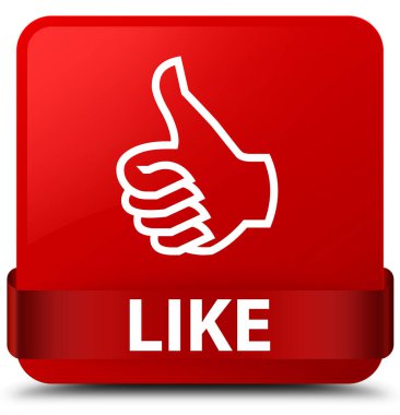 Kırmızı kare düğmesini kırmızı kurdele gibi ortada